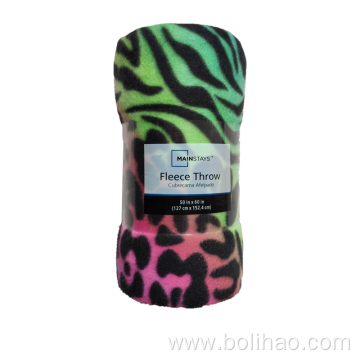 picnic blanket customized size and logo best price wholesale soft leopard fleece blanket